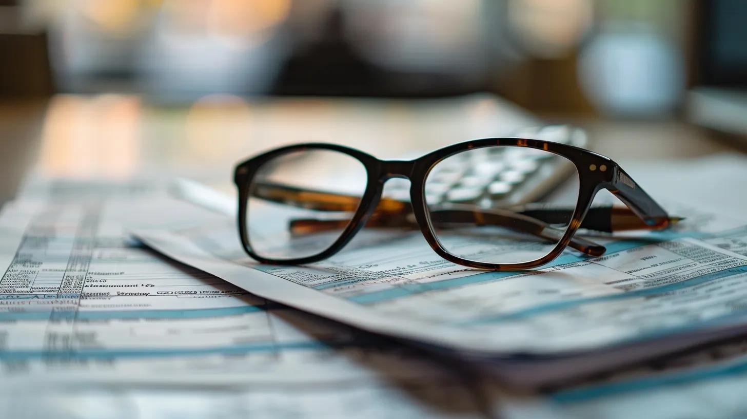 Glasses resting on tax documents and a calculator, symbolizing tax strategy consultation and review of prior year returns for business owners in Utah.