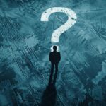 Silhouette of a person standing beneath a large question mark, symbolizing critical financial decisions and uncertainties faced by business owners.