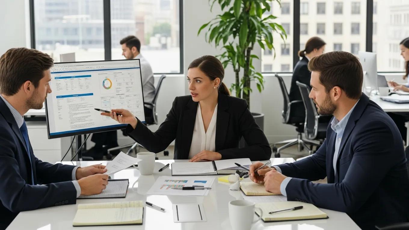 Professionals discussing key state tax regulations in a modern office setting