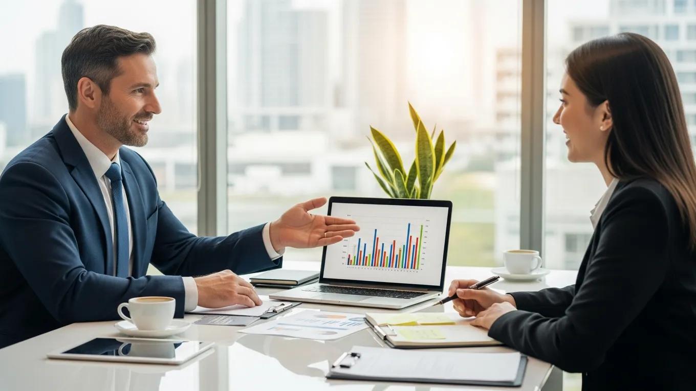 CPA providing personalized financial advice to a client in a professional setting
