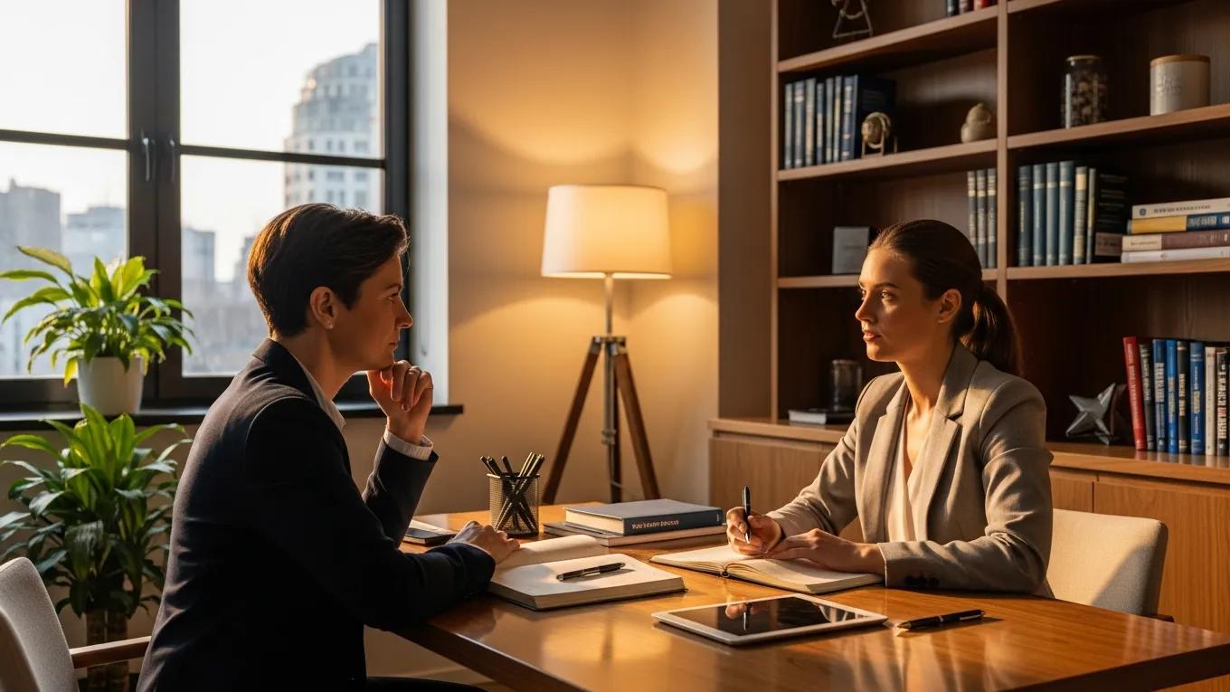 Person discussing tax strategies with a financial advisor in a cozy office