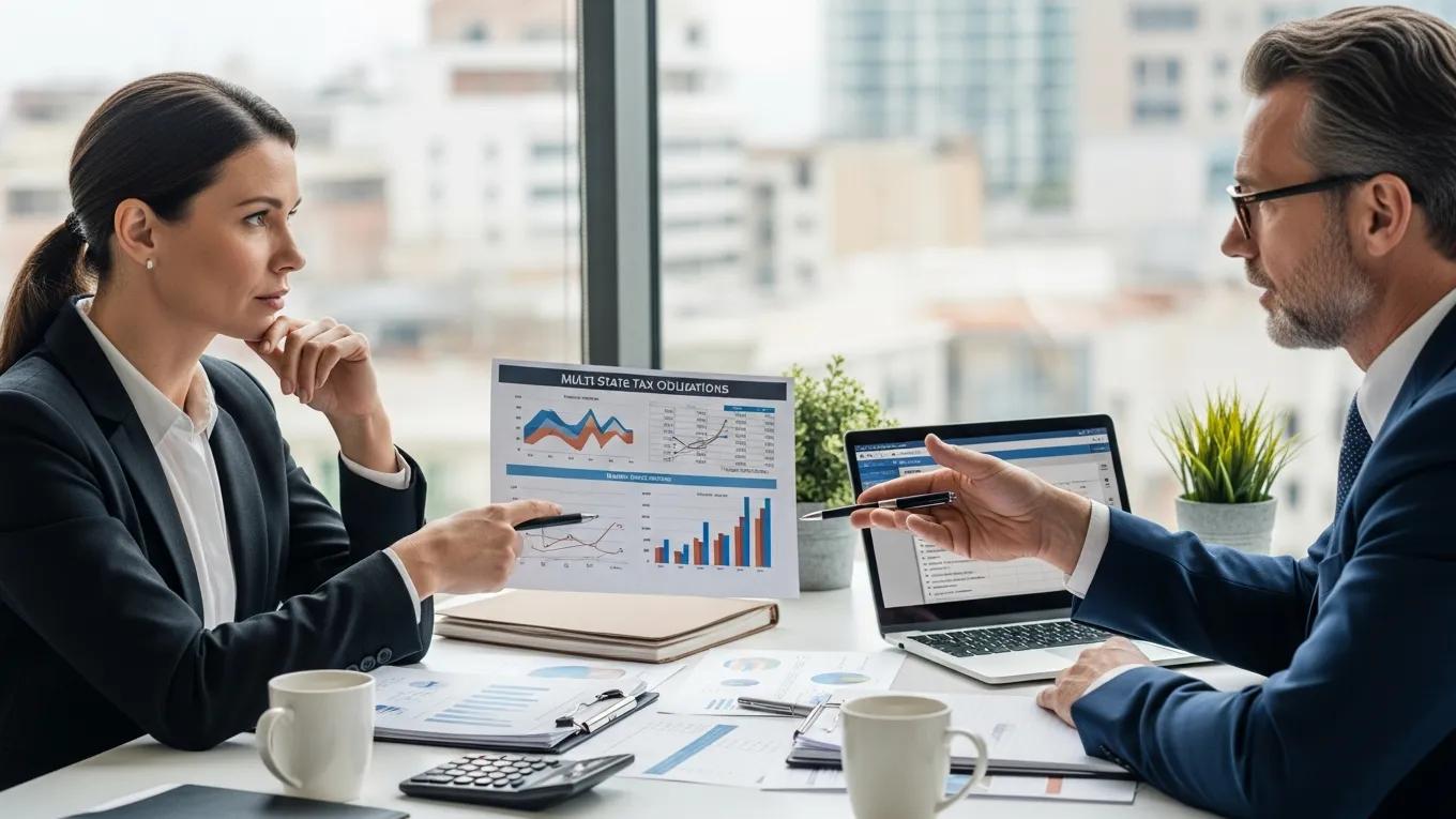 Business owner consulting with a tax expert about multi-state tax obligations