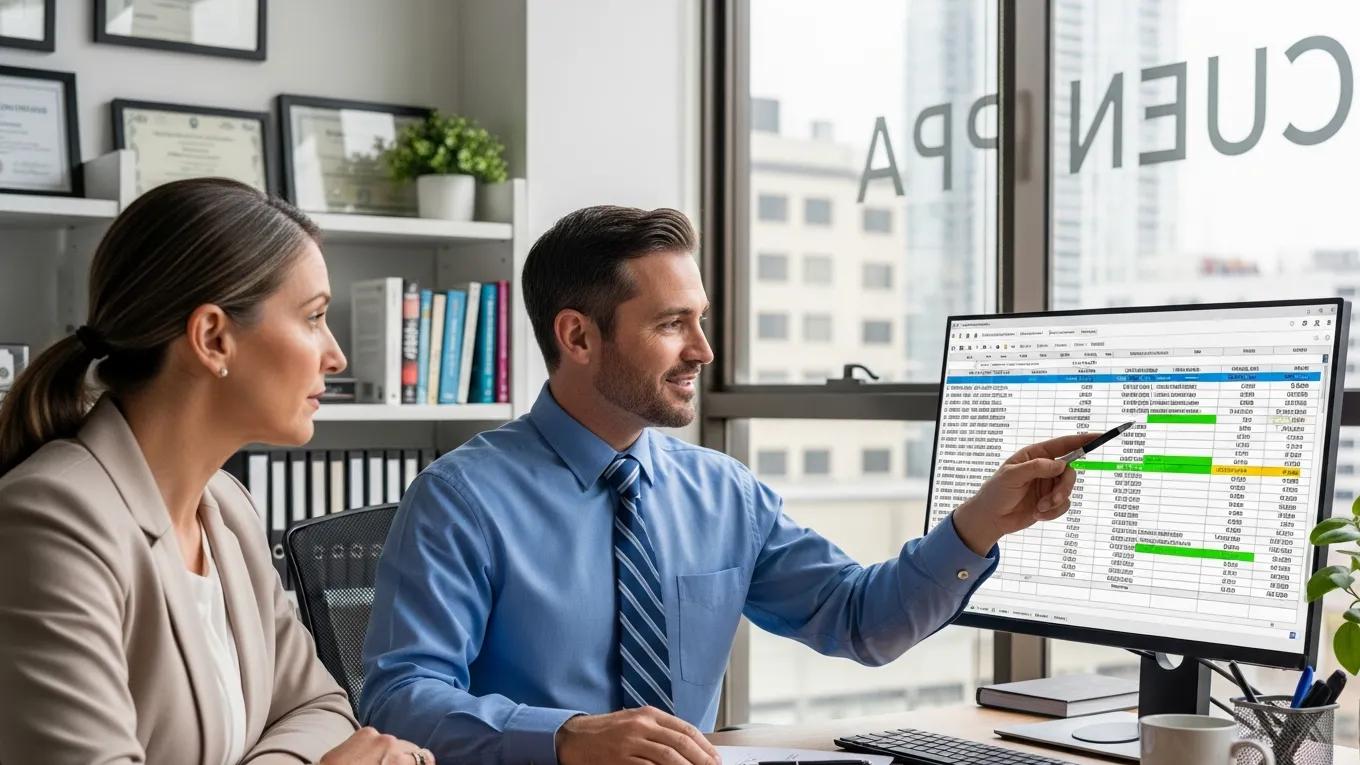 CPA explaining reasonable salary calculations to a business owner in an office