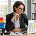 Small business owner managing finances with organized documents and a laptop, highlighting the importance of clean financials