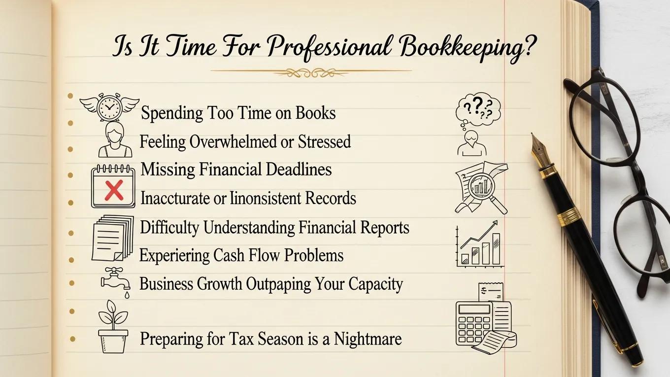 Checklist of signs indicating the need for professional bookkeeping services