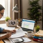 Small business owner reviewing financial documents for tax planning
