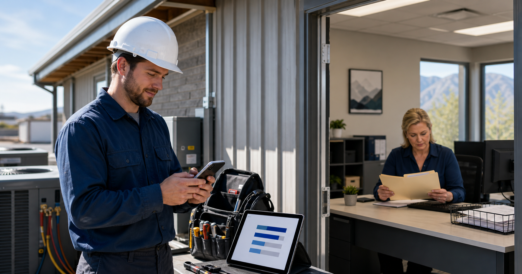 Utah field-service employee recording job time for accurate payroll and client billing