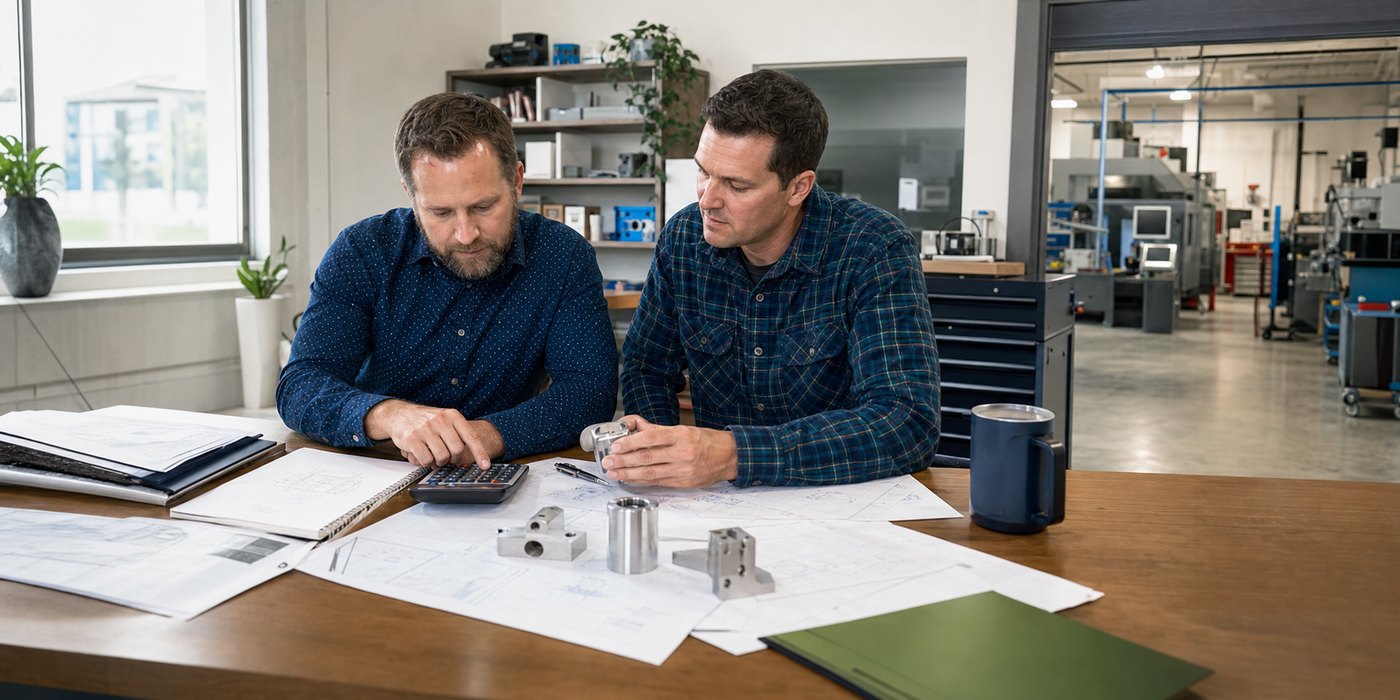 Business owner and CPA reviewing prototype costs for an R&D tax credit