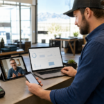 Utah small-business owner and CPA collaborating with real-time cloud accounting across locations