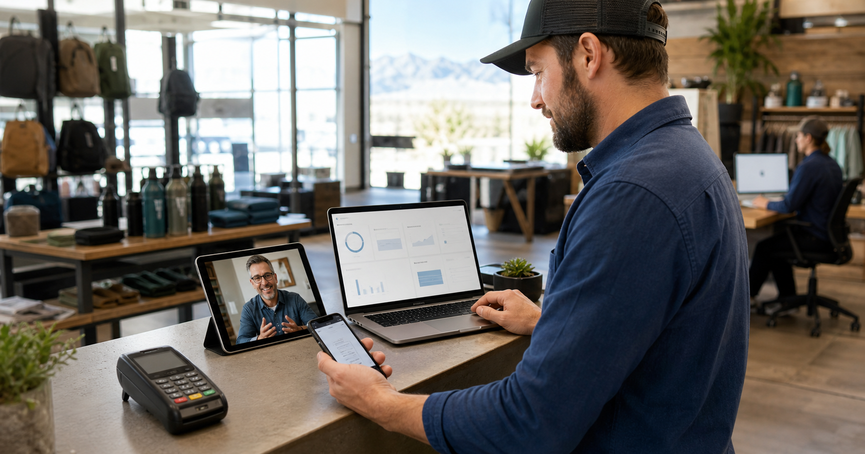 Utah small-business owner and CPA collaborating with real-time cloud accounting across locations