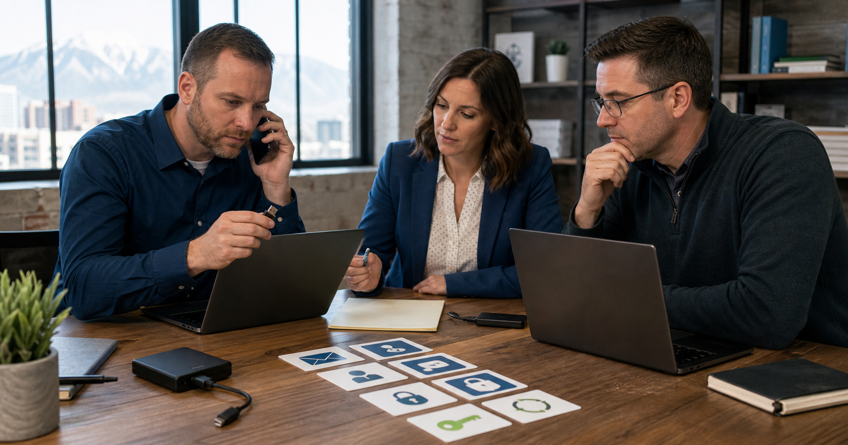 Utah business team protecting financial systems with multifactor authentication and offline backups