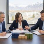 Business owners and CPA reviewing merger and acquisition due diligence