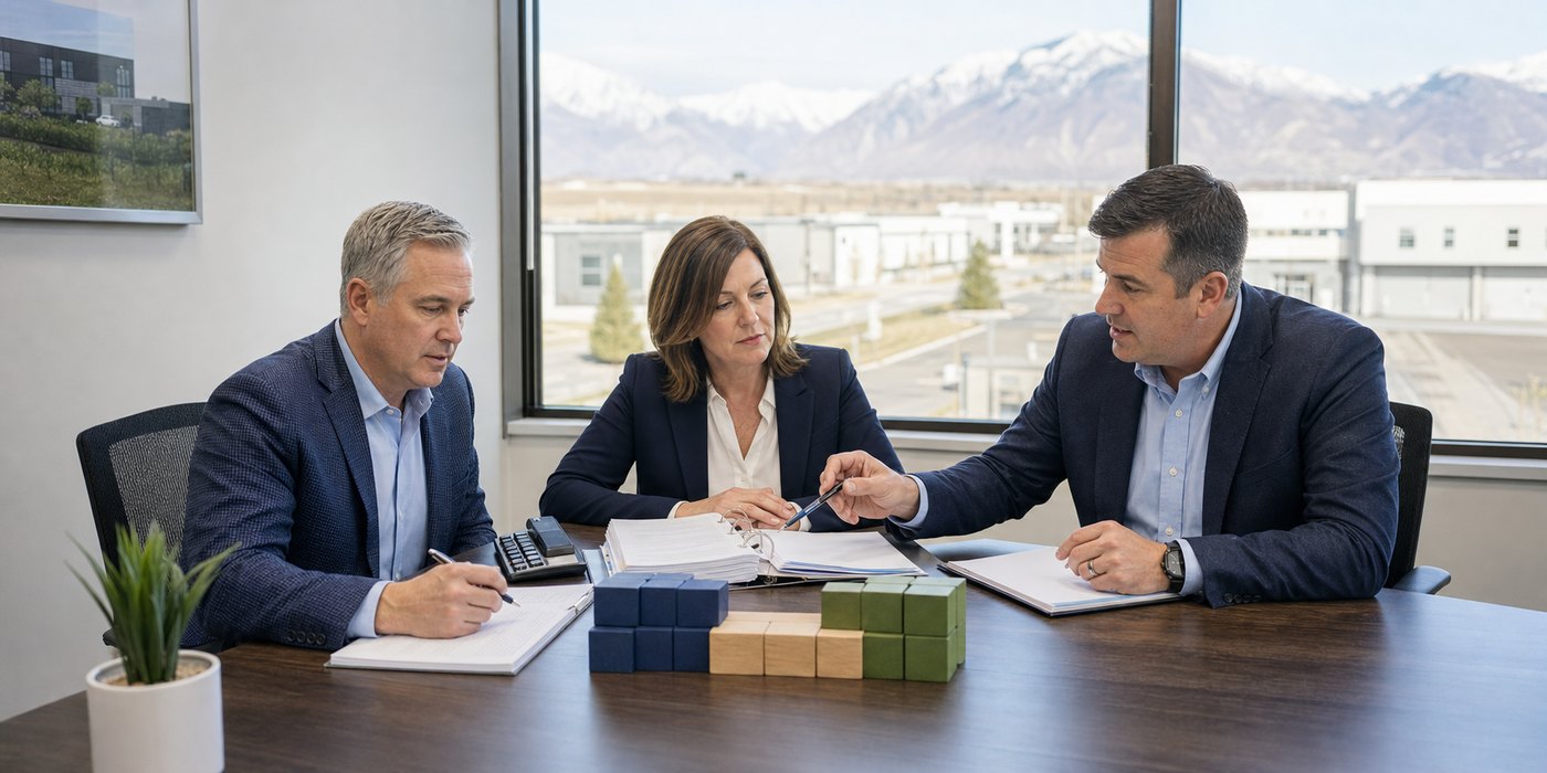Business owners and CPA reviewing merger and acquisition due diligence