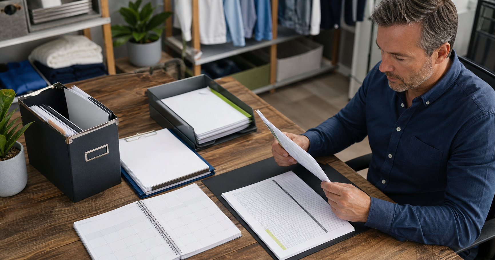 Small-business owner following an organized payroll approval and reconciliation process