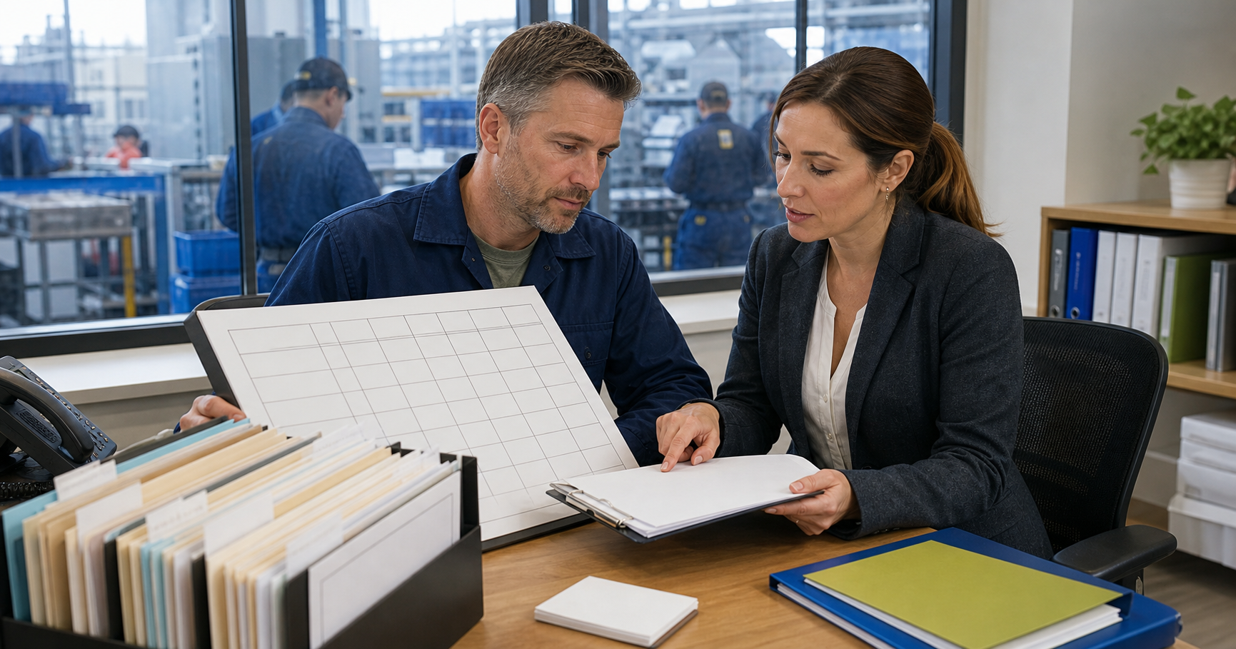 Utah employer and payroll adviser checking employee classifications and time records