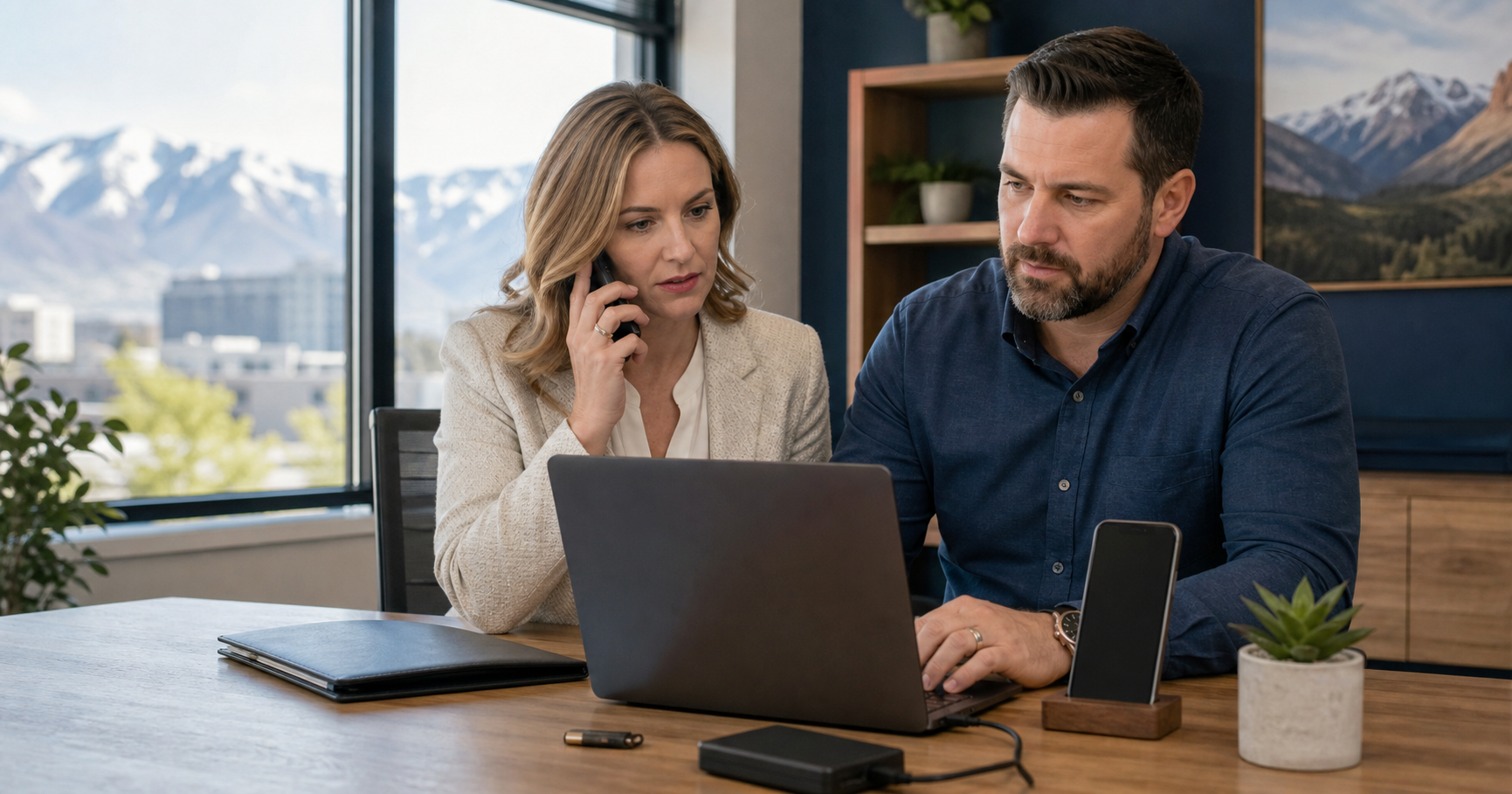 Utah business owner verifying a financial request with secure accounting controls