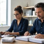 Bookkeeper and business owner completing an organized monthly close