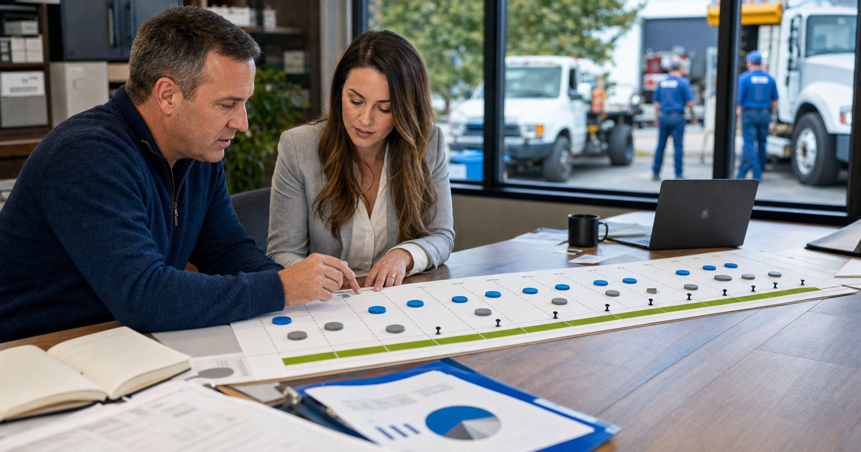 Business owner and CPA forecasting the timing of cash inflows and outflows